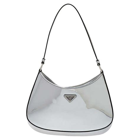 silver metallic prada bag|prada adjustable shoulder.